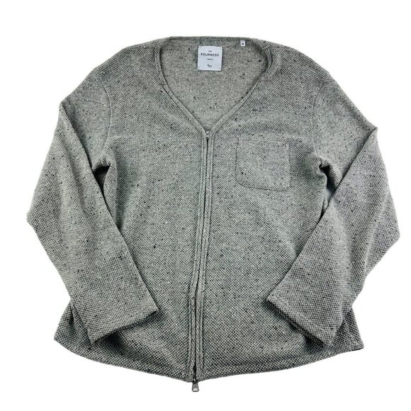 The Fourness Tokyo Gray & Black Donegal Wool Blend Zip Cardigan Sweater Size XL - Picture 1 of 4